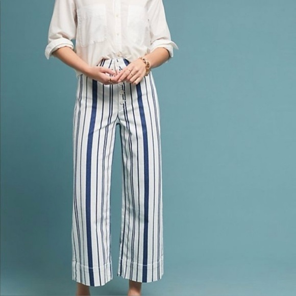 Anthropologie Pants - Anthropologie Capitaine striped high waisted Wide leg pants Size 0